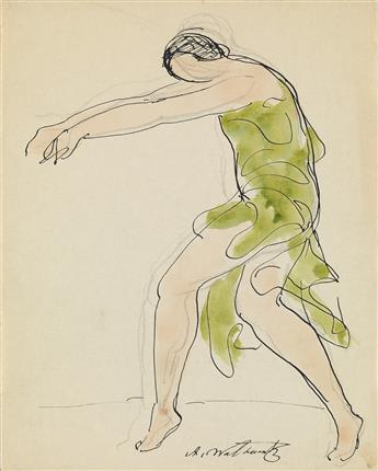ABRAHAM WALKOWITZ Three watercolors of Isadora Duncan.